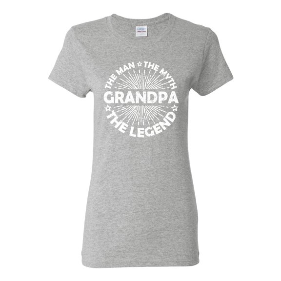 Wild Bobby, Grandpa Man Myth Legend Funny Dad Uncle Papa Dad Gift, Father's Day, Women Graphic Tee, Heather Grey, Large