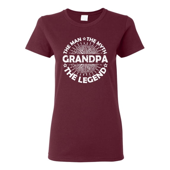 Wild Bobby, Grandpa Man Myth Legend Funny Dad Uncle Papa Dad Gift, Father's Day, Women Graphic Tee, Maroon, Medium