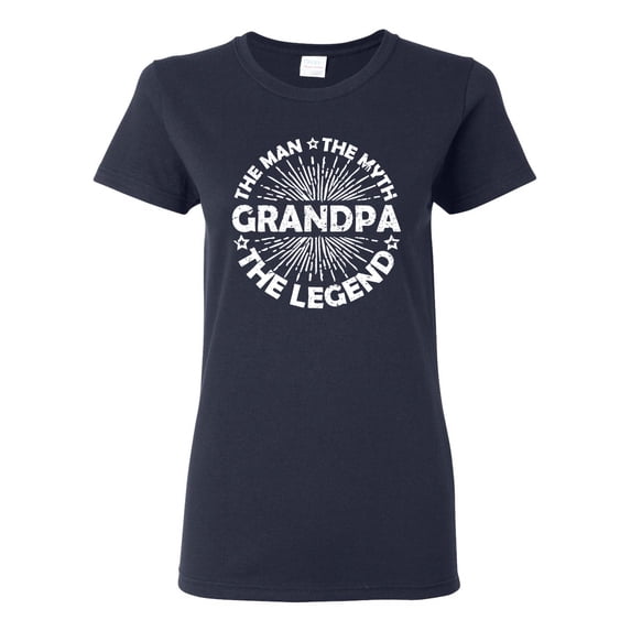 Wild Bobby, Grandpa Man Myth Legend Funny Dad Uncle Papa Dad Gift, Father's Day, Women Graphic Tee, Navy, Medium