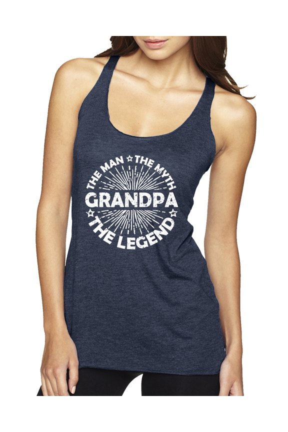 , Grandpa Man Myth Legend Funny Dad Uncle Papa Dad Gift, Father's Day, Women Tri-Blend Racerback Tank Top, Vintage Navy, X-Large