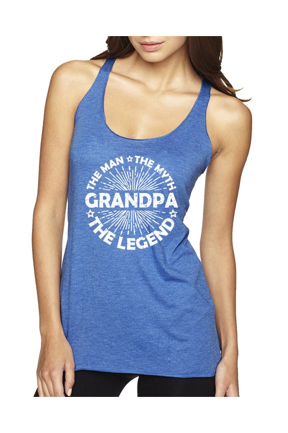 , Grandpa Man Myth Legend Funny Dad Uncle Papa Dad Gift, Father's Day, Women Tri-Blend Racerback Tank Top, Vintage Royal, Large