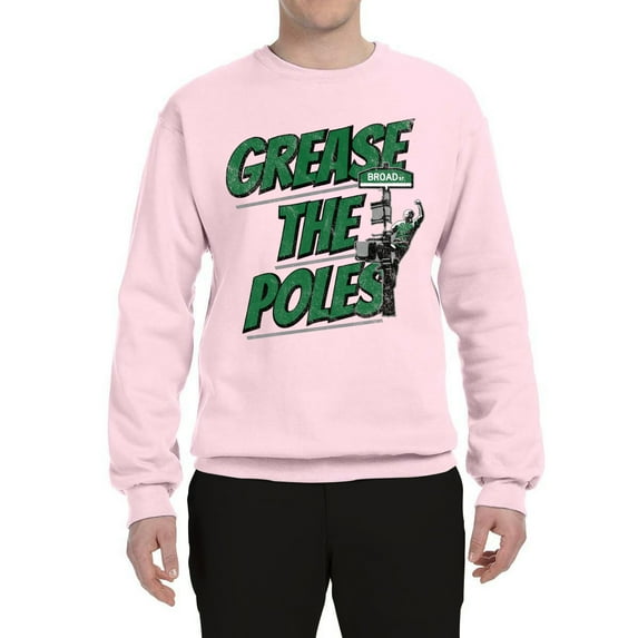 Wild Bobby Grease the Poles Broad Street Philadelphia Football Sports Unisex Crewneck Graphic Sweatshirt, Light Pink, Small