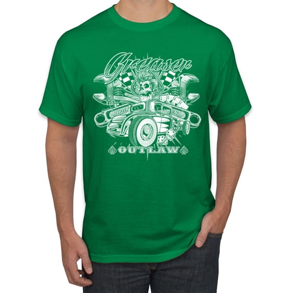 Wild Bobby, Greaser Outlaw Hot Rod Gambling Mechanic Pop Culture Men's Graphic T-Shirt, Kelly, 5XL