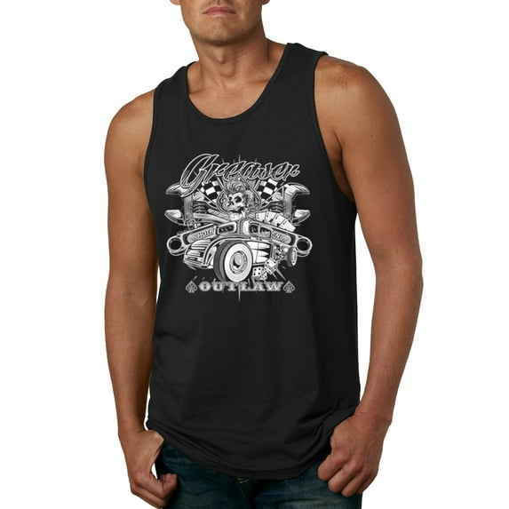 Wild Bobby, Greaser Outlaw Hot Rod Gambling Mechanic Pop Culture Mens Graphic Tank Top, Black, Medium