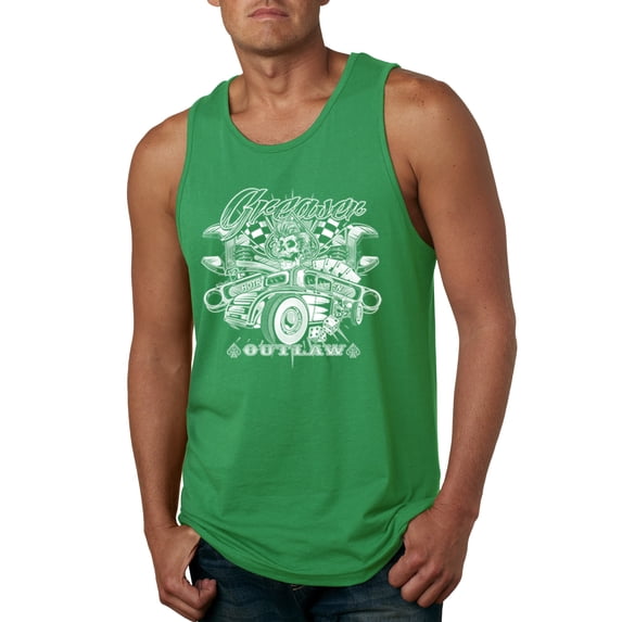 Wild Bobby, Greaser Outlaw Hot Rod Gambling Mechanic Pop Culture Mens Graphic Tank Top, Kelly, 2XL