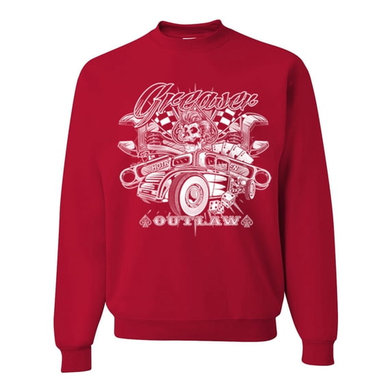 Wild Bobby, Greaser Outlaw Hot Rod Gambling Mechanic Pop Culture Unisex Crewneck Graphic Sweatshirt, Red, Large