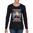 thumbnail image 1 of Wild Bobby Great Terrific Merry Christmas Funny Donald Trump Political Women Graphic Long Sleeve Tee, Black, Small, 1 of 5
