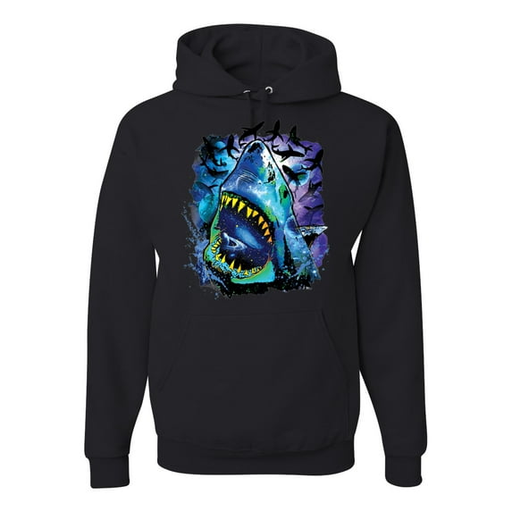 Wild Bobby, Great White Shark Species in Ocean,Fishing, Graphic Hoodie, Black, Small