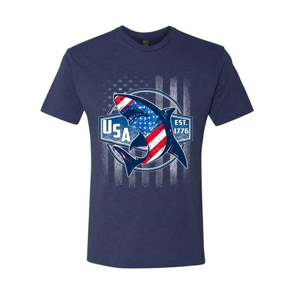 Wild Bobby Great White Shark USA Since 1776 Men Premium Tri Blend Tee