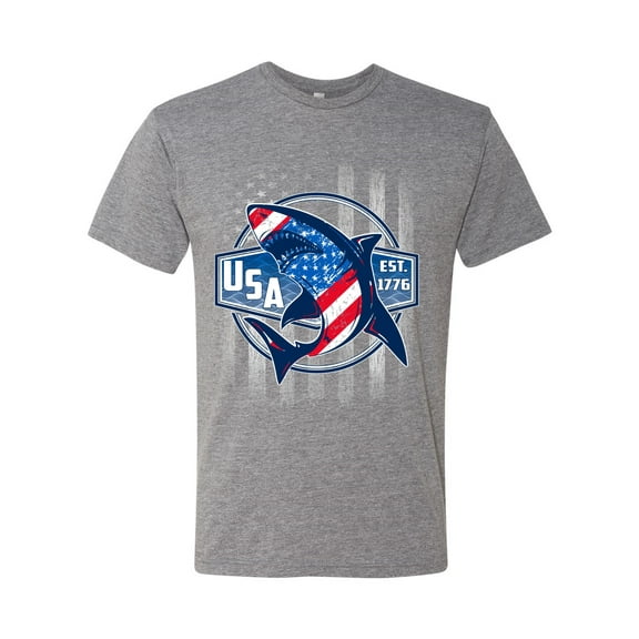 Wild Bobby Great White Shark USA Since 1776 Men Premium Tri Blend Tee