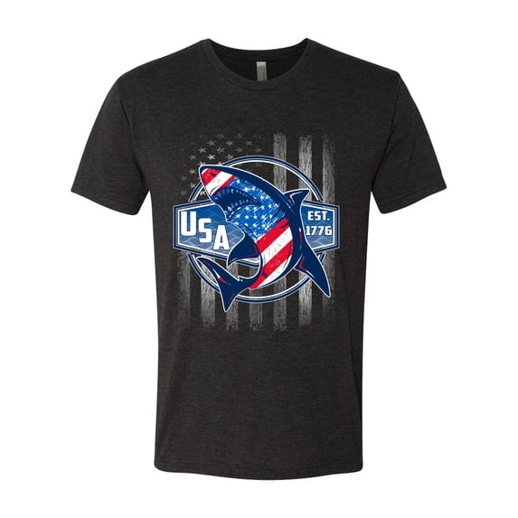 Wild Bobby Great White Shark USA Since 1776 Men Premium Tri Blend Tee