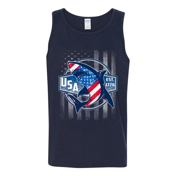 Wild Bobby Great White Shark USA Since 1776 Men Tank Top