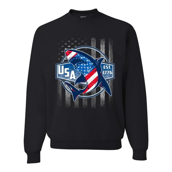 Wild Bobby Great White Shark USA Since 1776 Unisex Crewneck Sweatshirt