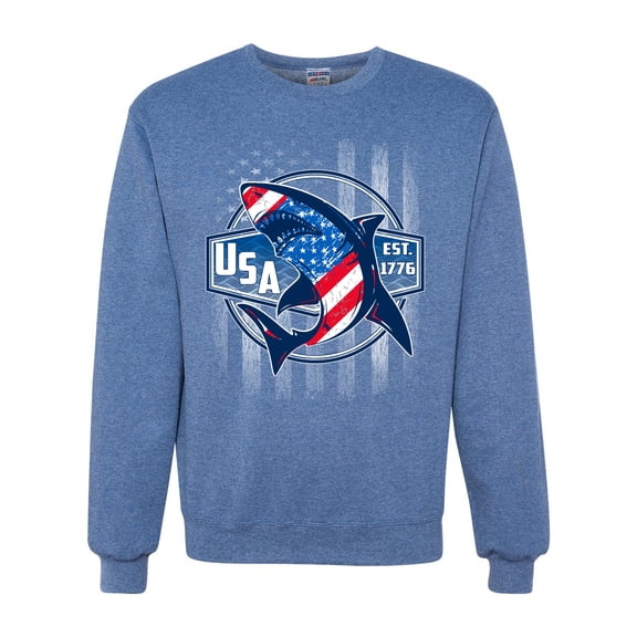 Wild Bobby Great White Shark USA Since 1776 Unisex Crewneck Sweatshirt
