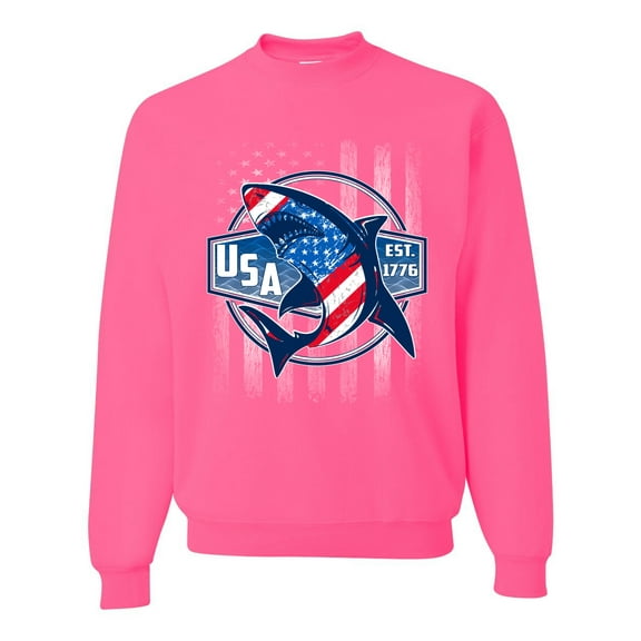 Wild Bobby Great White Shark USA Since 1776 Unisex Crewneck Sweatshirt