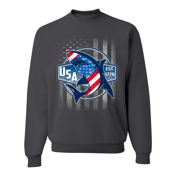 Wild Bobby Great White Shark USA Since 1776 Unisex Crewneck Sweatshirt