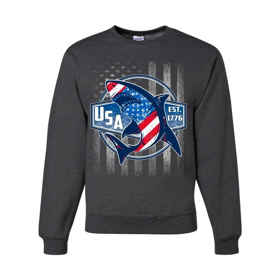 Wild Bobby Great White Shark USA Since 1776 Unisex Crewneck Sweatshirt