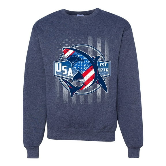 Wild Bobby Great White Shark USA Since 1776 Unisex Crewneck Sweatshirt