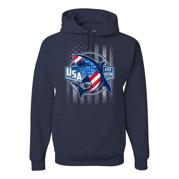 Wild Bobby Great White Shark USA Since 1776 Unisex Hoodie Sweatshirt