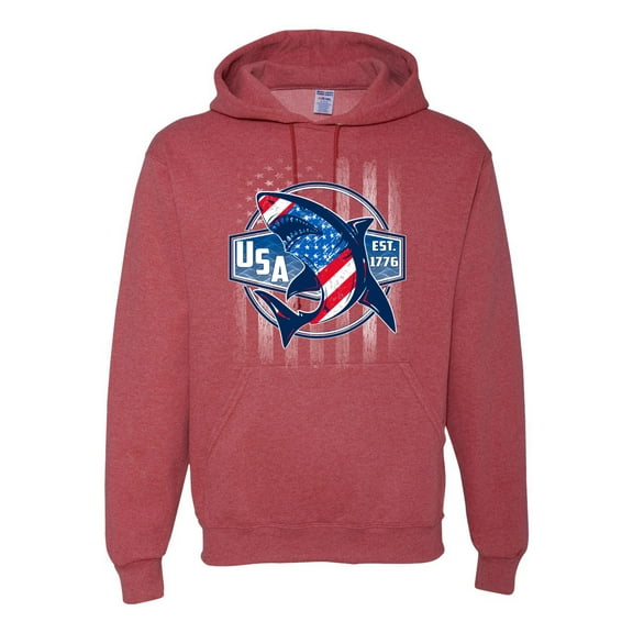 Wild Bobby Great White Shark USA Since 1776 Unisex Hoodie Sweatshirt