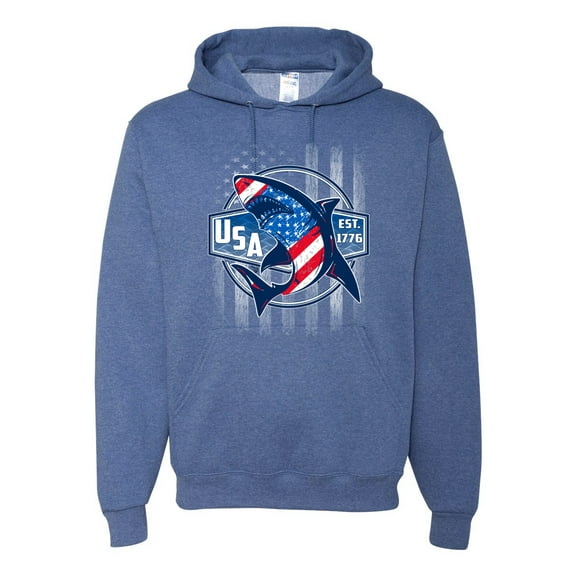 Wild Bobby Great White Shark USA Since 1776 Unisex Hoodie Sweatshirt