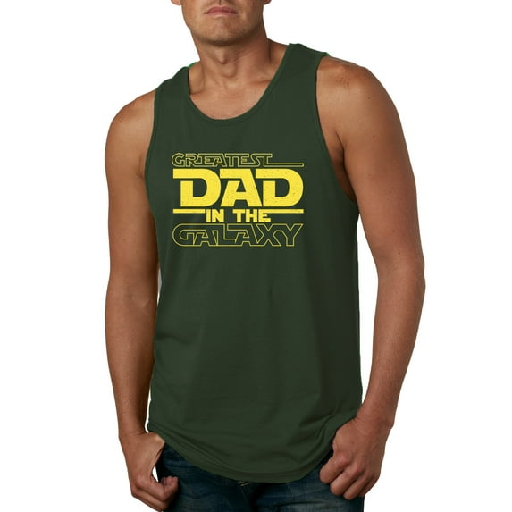 Wild Bobby, Greatest Dad in the Galaxy Father's Day Mens Tank Top, Forest Green, Medium