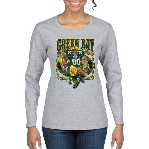 Wild Bobby, Green Bay Fan | GB Fantasy Football ,Sports, Women Graphic Long Sleeve Tee, Heather Grey, X-Large