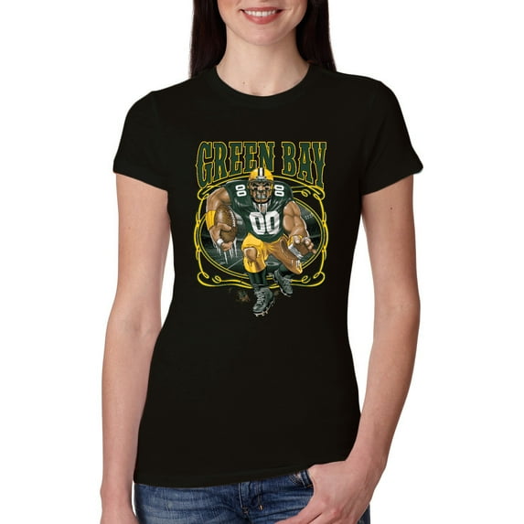 Wild Bobby, Green Bay Fan | GB Fantasy Football ,Sports, Women Slim Fit Junior Tee, Black, Medium