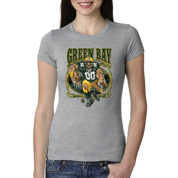 Wild Bobby, Green Bay Fan | GB Fantasy Football ,Sports, Women Slim Fit Junior Tee, Heather Grey, X-Large