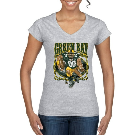 Wild Bobby, Green Bay Fan | GB Fantasy Football ,Sports, Women Standard V-Neck Tee, Heather Grey, X-Large