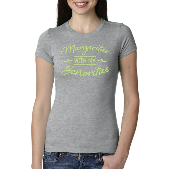 Green Señoritas Funny Cinco de Mayo Cinco De Mayo Womens Slim Fit Junior Tee, Heather Grey, Large