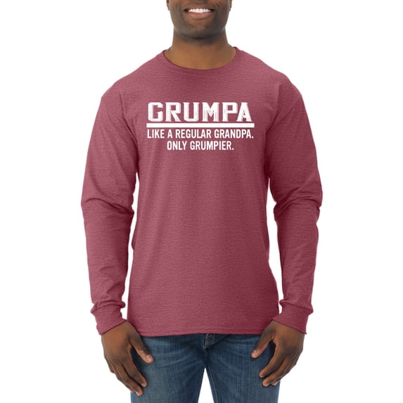Wild Bobby,Grumpa Like A Regular Grandpa Only Grumpier, Father's Day, Men Long Sleeve Shirt, Vintage Heather Red, 2XL