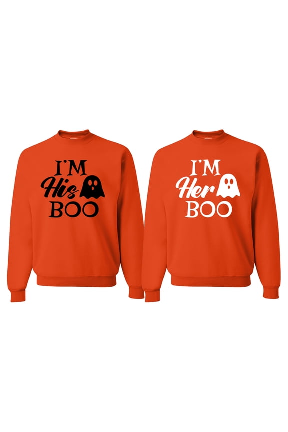 Halloween Couples Shirts, I'm His Boo I'm Her Boo Funny Cute Ghost Costume Tshirt Idea Unisex Crewneck Sweatshirt