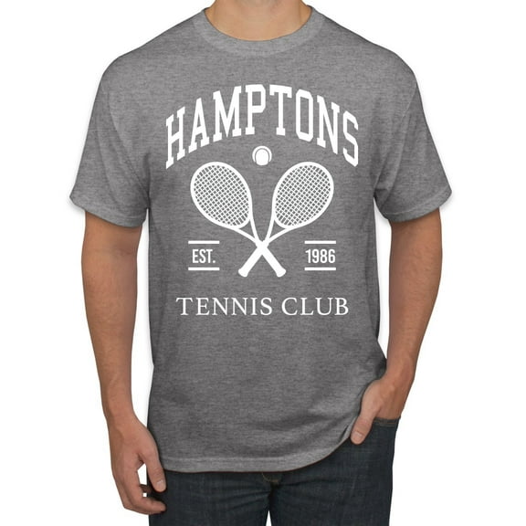 Wild Bobby Hamptons Tennis Club Est 1986 Sports Men's T-Shirt, Heather Grey, Large