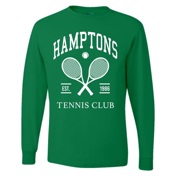 Wild Bobby Hamptons Tennis Club Est 1986 Sports Mens Long Sleeve Shirt, Kelly, 3X-Large