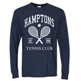 thumbnail image 1 of Wild Bobby Hamptons Tennis Club Est 1986 Sports Mens Long Sleeve Shirt, Vintage Heather Navy, Medium, 1 of 6