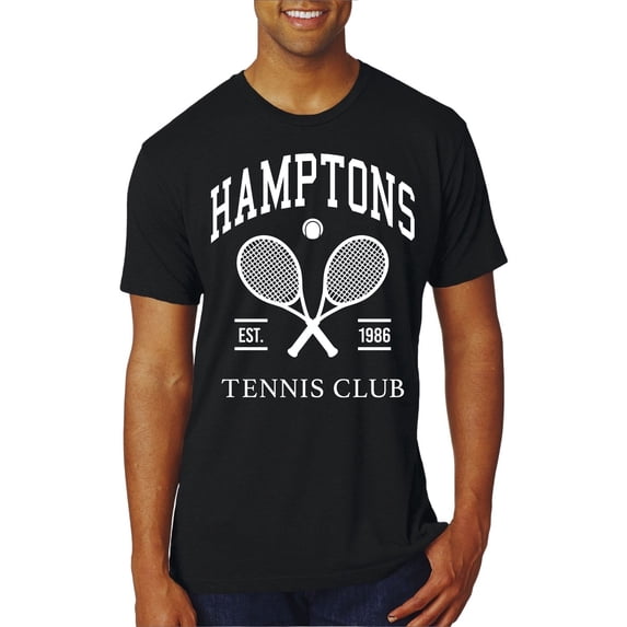 Wild Bobby Hamptons Tennis Club Est 1986 Sports Mens Premium Tri Blend T-Shirt, True Black, Medium