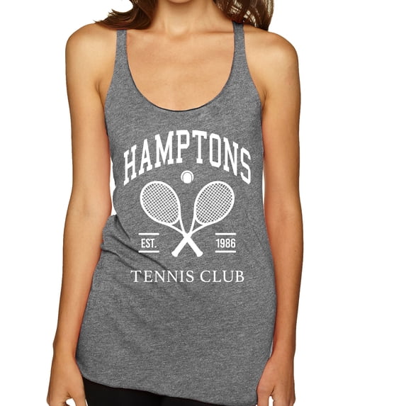Wild Bobby Hamptons Tennis Club Est 1986 Sports Tri-Blend Racerback Tank Top, Premium Heather, Small