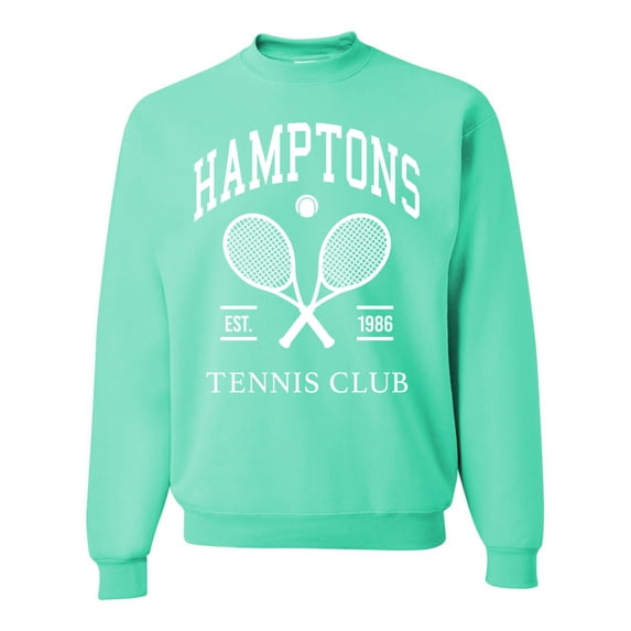 Wild Bobby Hamptons Tennis Club Est 1986 Sports Unisex Crewneck Sweatshirt, Mint, 3X-Large