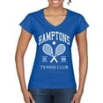 thumbnail image 1 of Wild Bobby Hamptons Tennis Club Est 1986 Sports Women’s Standard V-Neck Tee, Royal, X-Large, 1 of 6