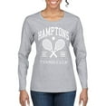 thumbnail image 1 of Wild Bobby Hamptons Tennis Club Est 1986 Sports Womens Graphic Long Sleeve T-Shirt, Heather Grey, XX-Large, 1 of 6