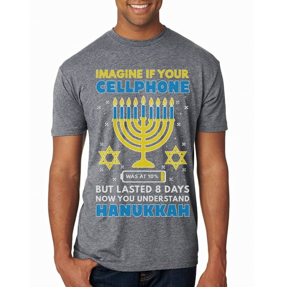 Wild Bobby Hanukkah Imagine If Your Phone Battery was Low but Lasted 8 Days Men Premium Tri Blend T-Shirt, Premium Heather, X-Large