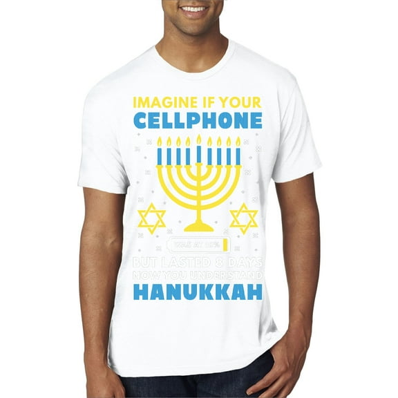 Wild Bobby Hanukkah Imagine If Your Phone Battery was Low but Lasted 8 Days Men Premium Tri Blend T-Shirt, True White, X-Large