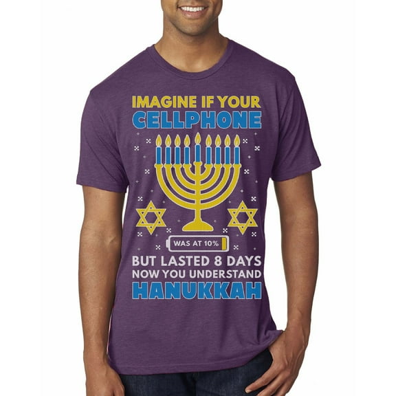 Wild Bobby Hanukkah Imagine If Your Phone Battery was Low but Lasted 8 Days Men Premium Tri Blend T-Shirt, Vintage Purple, Small