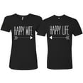 thumbnail image 1 of Wild Bobby, Happy Life Happy Wife Couples Tee Matching Valentine's Day Shirts , Black, Mens S-Womens S, 1 of 6