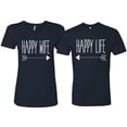 thumbnail image 1 of Wild Bobby, Happy Life Happy Wife Couples Tee Matching Valentine's Day Shirts , Navy, Mens L-Womens S, 1 of 6