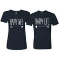 thumbnail image 1 of Wild Bobby, Happy Life Happy Wife Couples Tee Matching Valentine's Day Shirts , Navy, Mens M-Womens M, 1 of 6