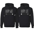 thumbnail image 1 of Wild Bobby, Happy Wife Happy Life Cute Classic Funny His and Hers Matching Couples Hoodies Sweater Set, Black, Mens L-Womens 2XL, 1 of 3