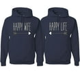 thumbnail image 1 of Wild Bobby, Happy Wife Happy Life Cute Classic Funny His and Hers Matching Couples Hoodies Sweater Set, Navy, Mens L-Womens L, 1 of 3
