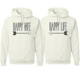 thumbnail image 1 of Wild Bobby, Happy Wife Happy Life Cute Classic Funny His and Hers Matching Couples Hoodies Sweater Set, White, Mens S-Womens S, 1 of 3